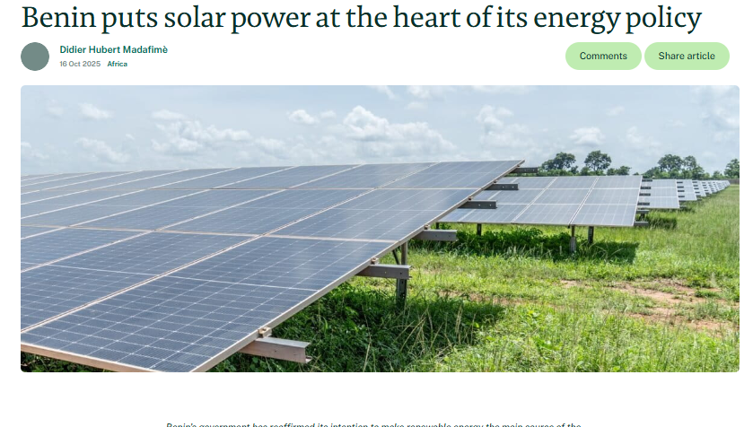Benin puts solar power at the heart of its energy policy
