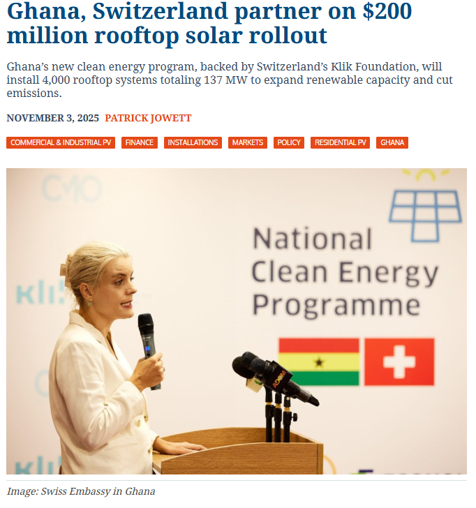 Ghana, Switzerland partner on $200 million rooftop solar rollout